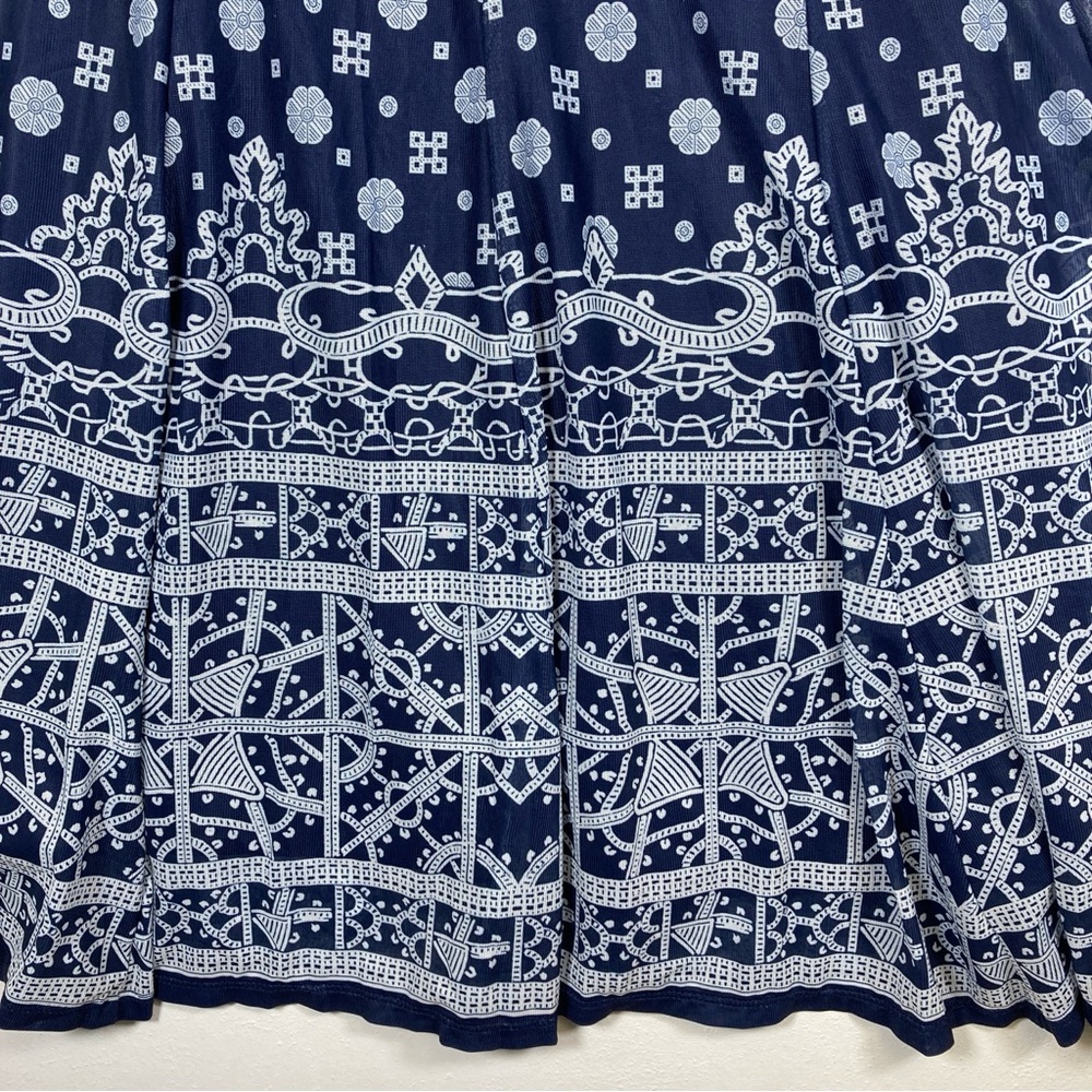Haani Midi Dress Fit & Flare mesh Navy Blue Petite Small Boho Bohemian - Picture 12 of 16